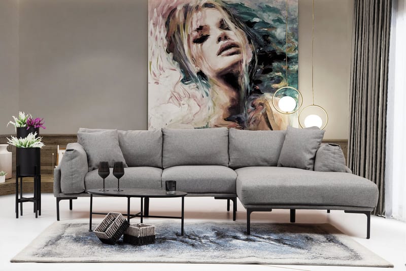 Glenure Sofa m. Chaiselong 4-Pers. - Grå - Møbler - Sofaer - Sofa med chaiselong