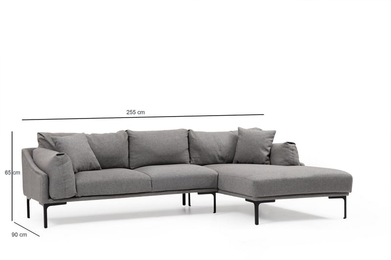 Glenure Sofa m. Chaiselong 4-Pers. - Grå - Møbler - Sofaer - Sofa med chaiselong