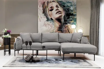 Glenure Sofa m. Chaiselong 4-Pers. - Grå - Møbler - Sofaer - Sofa med chaiselong