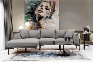 Glenure Sofa m. Chaiselong 4-Pers. - Grå - Møbler - Sofaer - Sofa med chaiselong