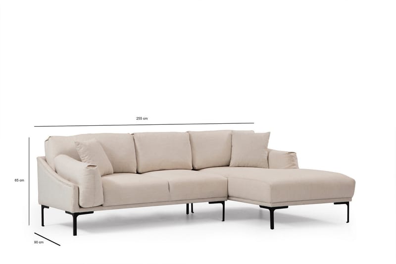 Glenure Sofa m. Chaiselong 4-Pers. - Cream - Møbler - Sofaer - Sofa med chaiselong