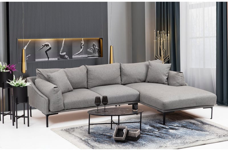 Glenure Sofa m. Chaiselong 4-Pers. - Grå - Møbler - Sofaer - Sofa med chaiselong