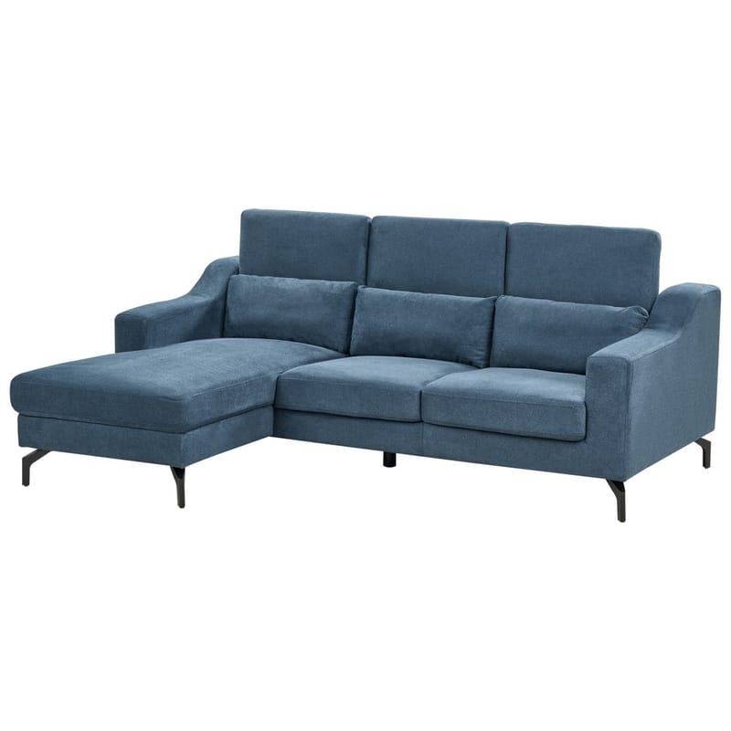 Glosli Venstrevendt Hjørnesofa med Divan og Chaiselong 220 cm i Chenille - Stålblå - Møbler - Sofaer - Sofa med chaiselong