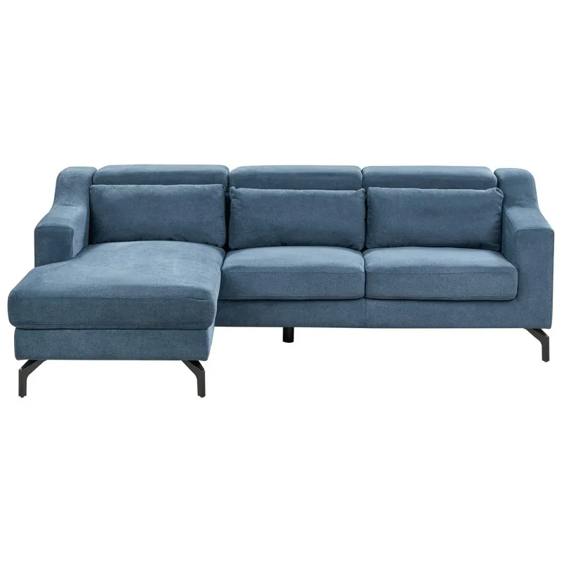 Glosli Venstrevendt Hjørnesofa med Divan og Chaiselong 220 cm i Chenille, Stålblå
