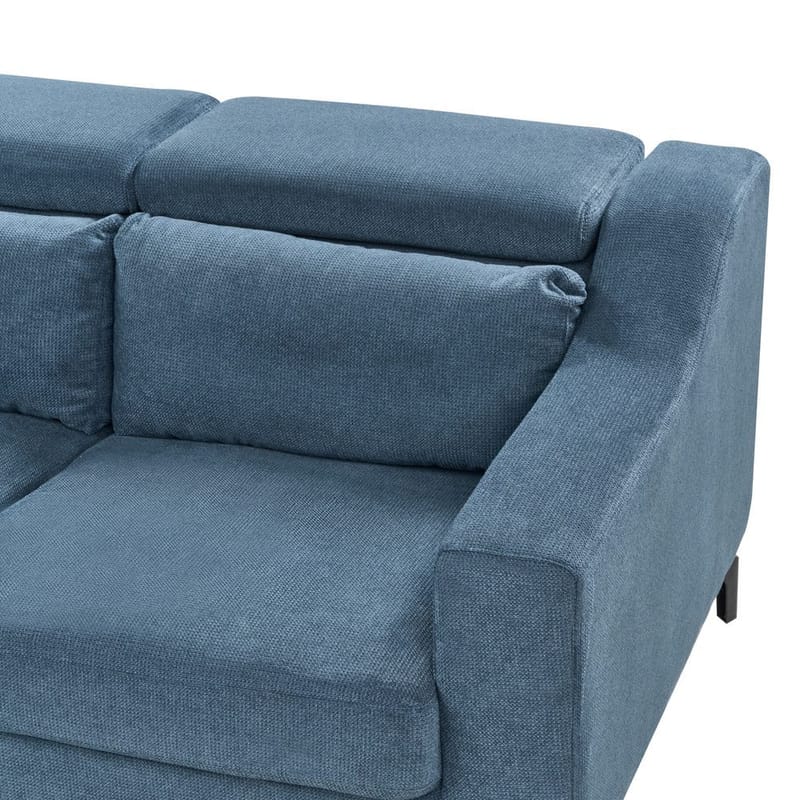 Glosli Venstrevendt Hjørnesofa med Divan og Chaiselong 220 cm i Chenille - Stålblå - Møbler - Sofaer - Sofa med chaiselong