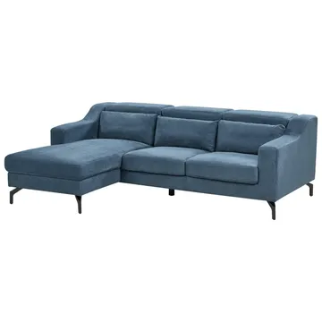 Glosli Venstrevendt Hjørnesofa med Divan og Chaiselong 220 cm i Chenille - Stålblå - Møbler - Sofaer - Sofa med chaiselong