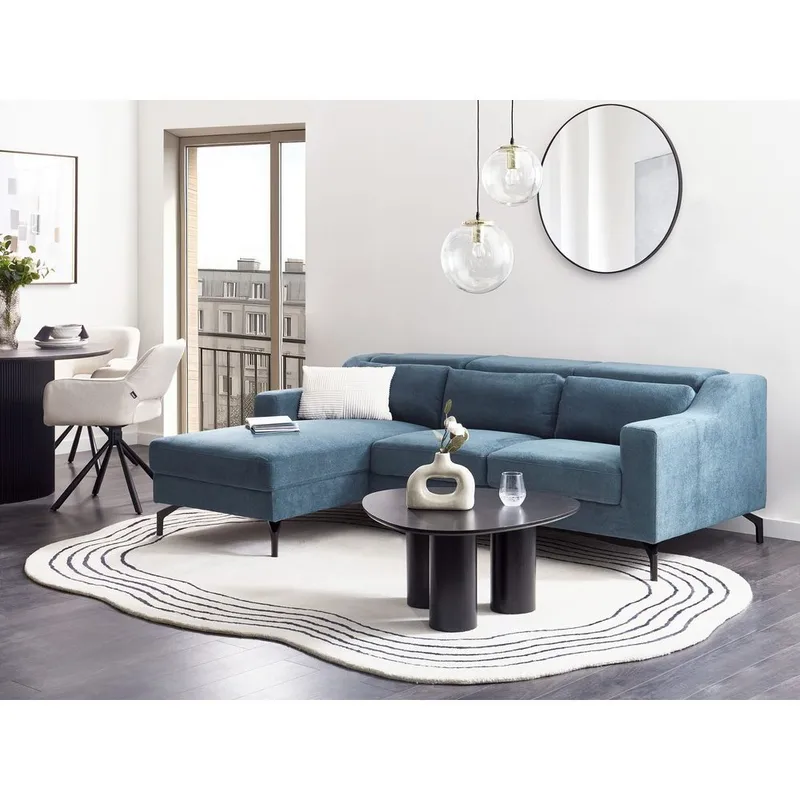 Glosli Venstrevendt Hjørnesofa med Divan og Chaiselong 220 cm i Chenille - Stålblå - Møbler - Sofaer - Sofa med chaiselong