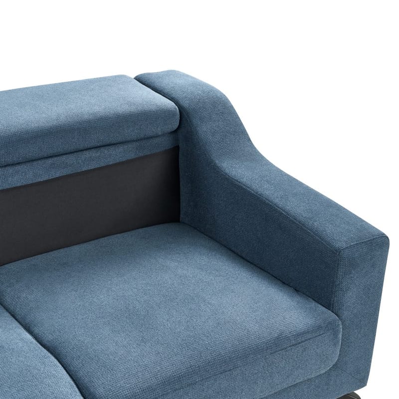 Glosli Venstrevendt Hjørnesofa med Divan og Chaiselong 220 cm i Chenille - Stålblå - Møbler - Sofaer - Sofa med chaiselong