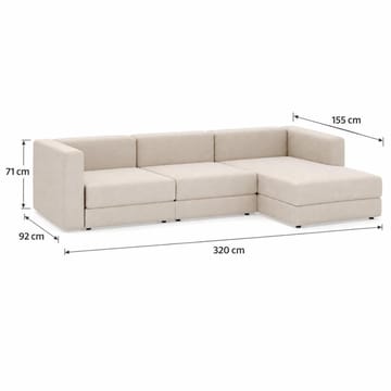 Hagblom 4-sæders Vendbar Chaiselongsofa 320 cm med Opbevaring i Chenille - Beige - Møbler - Sofaer - Sofa med chaiselong