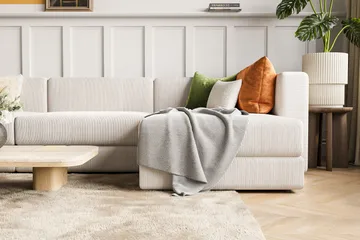 Hagblom 4-sæders Vendbar Chaiselongsofa 320 cm med Opbevaring i Corduroy - Beige - Møbler - Sofaer - Sofa med chaiselong
