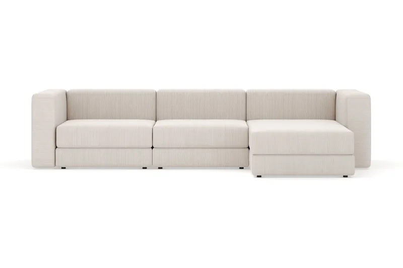 Hagblom 4-sæders Vendbar Chaiselongsofa 320 cm med Opbevaring i Corduroy, Beige