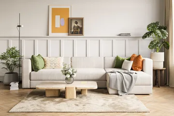 Hagblom 4-personers Divansofa med Opbevaring Vendbar - Beige - Møbler - Sofaer - Sofa med chaiselong