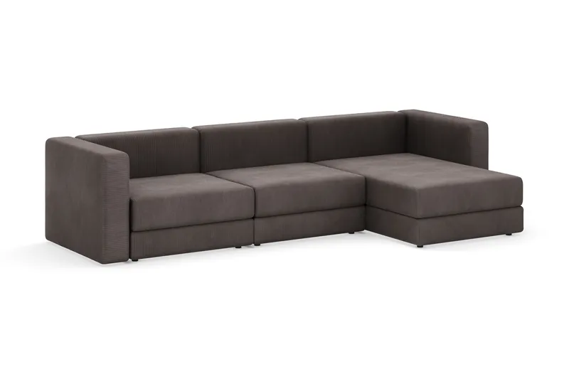 Hagblom 4-personers Divansofa med Opbevaring Vendbar - Brun - Møbler - Sofaer - Sofa med chaiselong