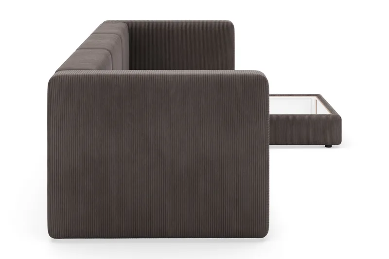 Hagblom 4-personers Divansofa med Opbevaring Vendbar - Brun - Møbler - Sofaer - Sofa med chaiselong