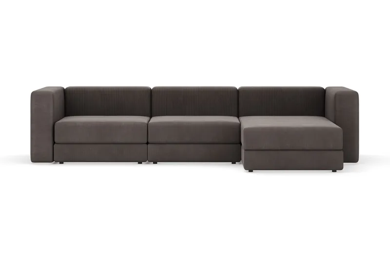 Hagblom 4-personers Divansofa med Opbevaring Vendbar, Brun