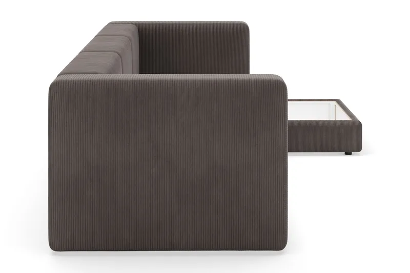 Hagblom 4-personers Divansofa med Opbevaring Vendbar - Brun - Møbler - Sofaer - Sofa med chaiselong