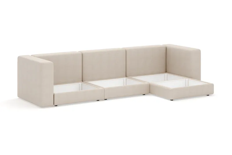 Hagblom 4-personers Divansofa med Opbevaring Vendbar - Beige - Møbler - Sofaer - Sofa med chaiselong