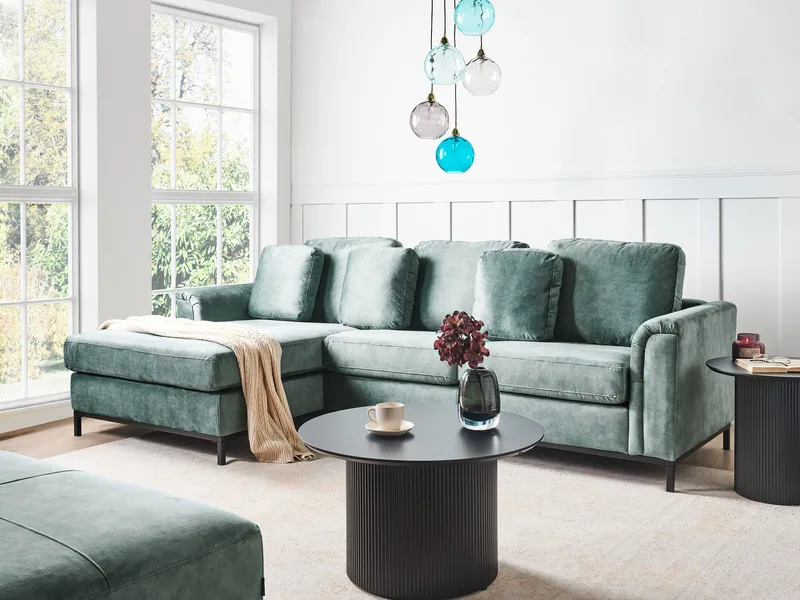 Hjørnesofa 4-personers Oslo højrevendt - Blågrøn - Møbler - Sofaer - Sofa med chaiselong