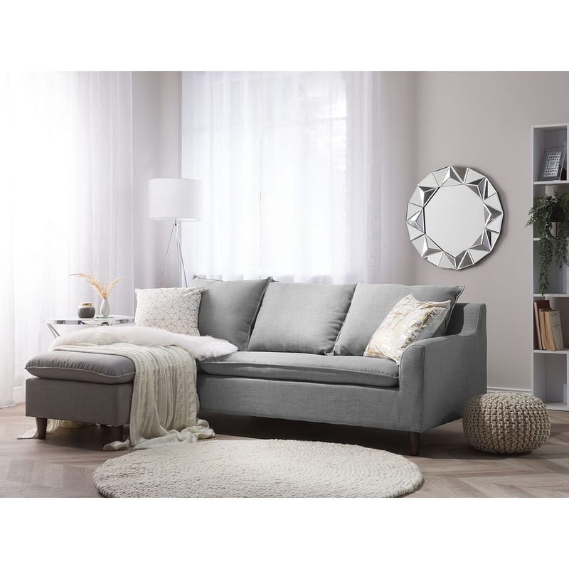 Hjørnesofa Elvenes - Grå, mørkt træ/højrevendt - Møbler - Sofaer - Hjørnesofa