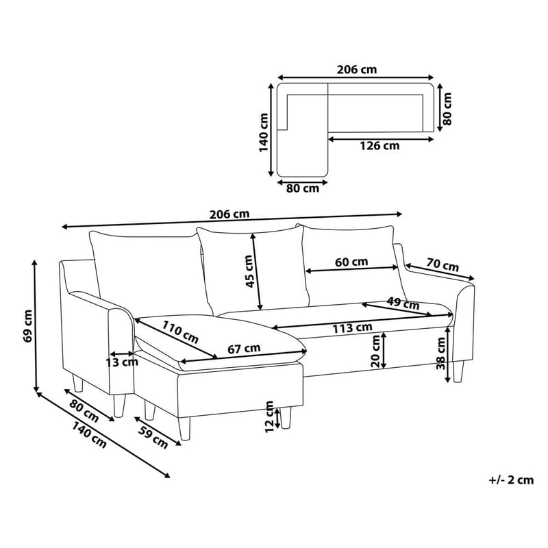 Hjørnesofa Elvenes - Grå, mørkt træ/højrevendt - Møbler - Sofaer - Hjørnesofa