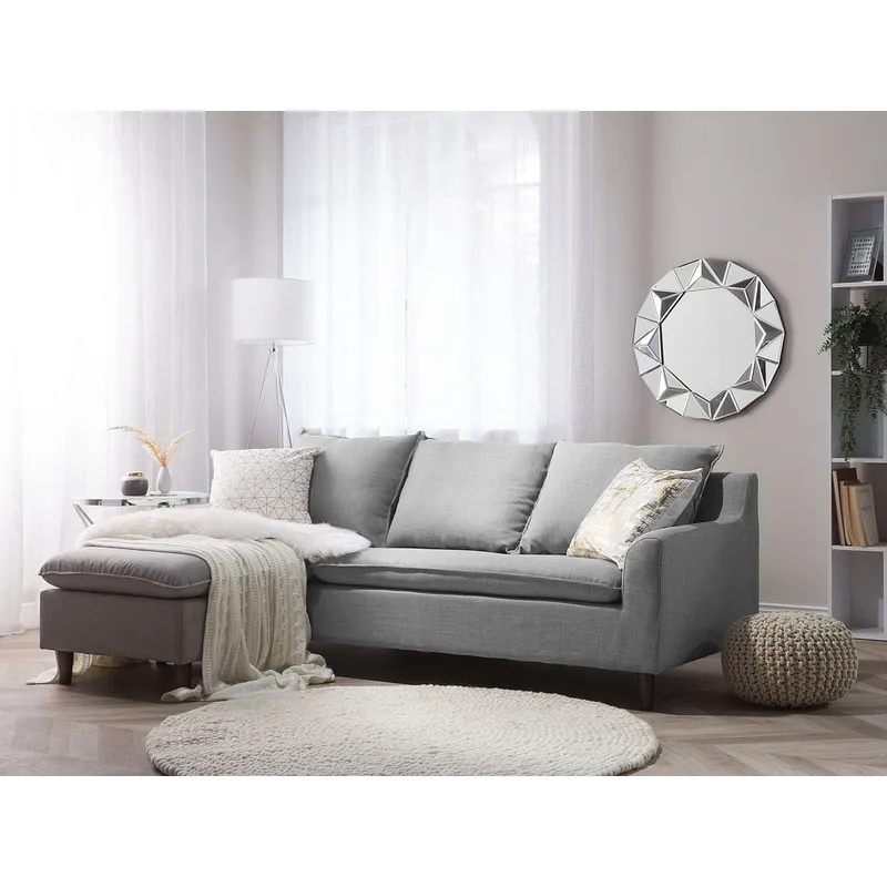 Hjørnesofa Elvenes - Grå, mørkt træ/højrevendt - Møbler - Sofaer - Hjørnesofa - Hjørnesofa med chaiselong