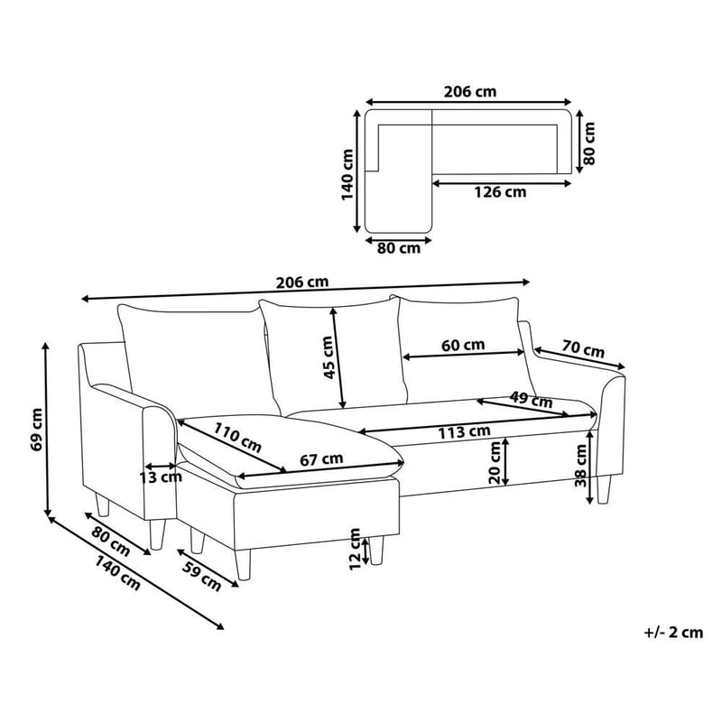 Hjørnesofa Elvenes - Grå, mørkt træ/højrevendt - Møbler - Sofaer - Hjørnesofa - Hjørnesofa med chaiselong