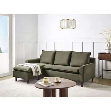 Hjørnesofa Elvenes - Grønt, mørkt træ/Højrevendt - Møbler - Sofaer - Sofa med chaiselong