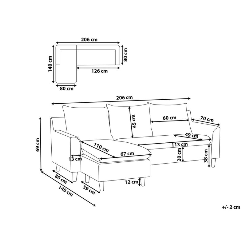 Hjørnesofa Elvenes - Grønt, mørkt træ/Højrevendt - Møbler - Sofaer - Hjørnesofa