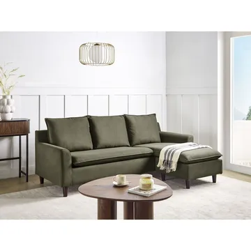 Hjørnesofa Elvenes - Grønt, mørkt træ/Venstrevendt - Møbler - Sofaer - Sofa med chaiselong
