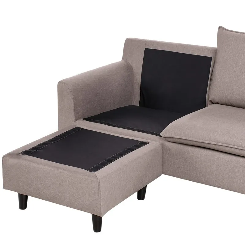 Hjørnesofa Elvenes - Taupe, mørkt træ/Højrevendt - Møbler - Sofaer - Hjørnesofa - Hjørnesofa med chaiselong