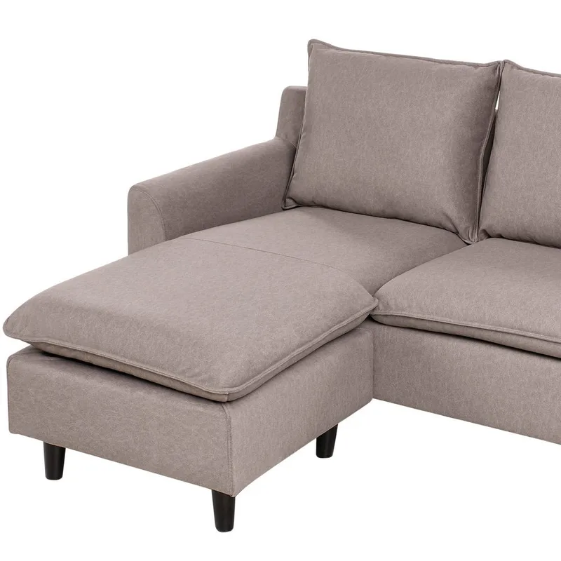 Hjørnesofa Elvenes - Taupe, mørkt træ/Højrevendt - Møbler - Sofaer - Hjørnesofa - Hjørnesofa med chaiselong