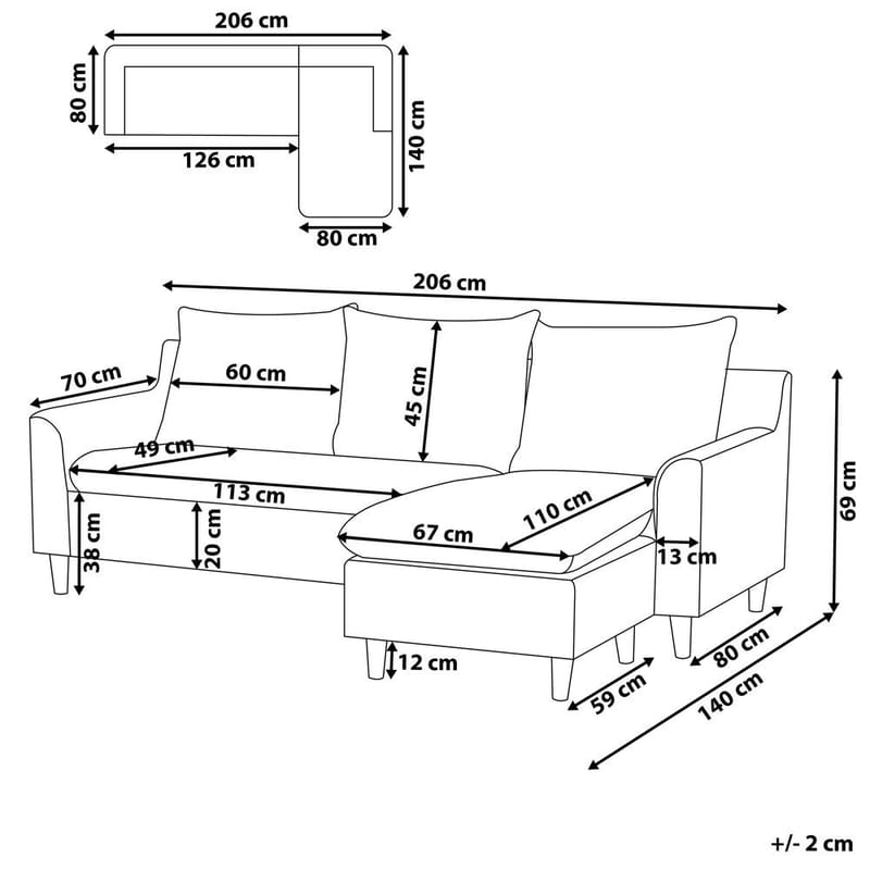 Hjørnesofa Elvenes - Taupe, mørkt træ/Venstrevendt - Møbler - Sofaer - Hjørnesofa - Hjørnesofa med chaiselong
