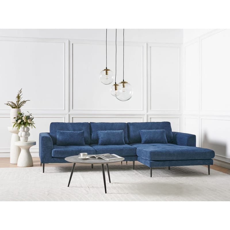 Hjørnesofa Flam - Blå, Sort/Vendbar/Polyester - Møbler - Sofaer - Hjørnesofa