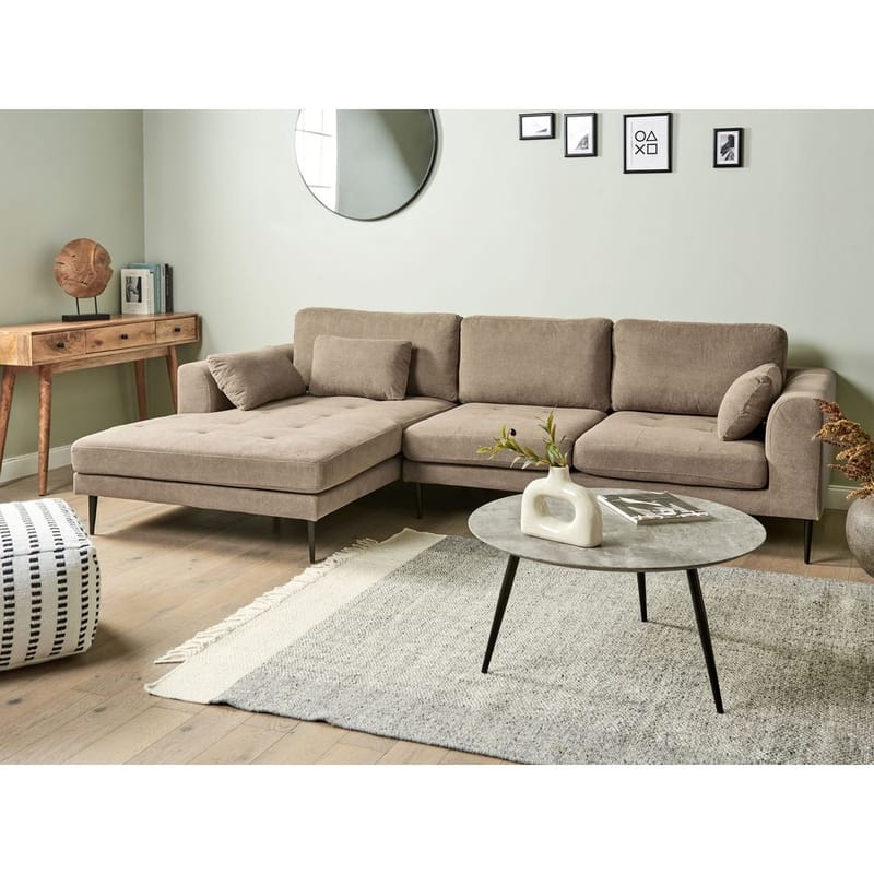Hjørnesofa Flam - Brun, Sort/Højrevendt/Polyester - Møbler - Sofaer - Hjørnesofa