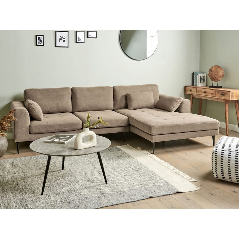 Hjørnesofa Flam - Brun, Sort/Polyster - Møbler - Sofaer - Hjørnesofa