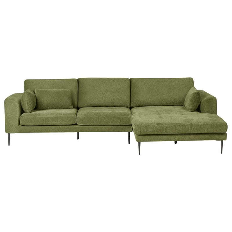 Hjørnesofa Flam, Grøn, Sort/Venstrevendt/Polyester