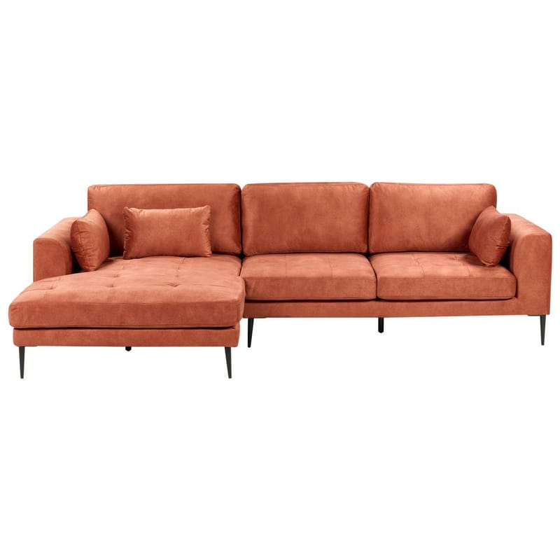 Hjørnesofa Flam - Orange, sort/Højrevendt/Fløjl - Møbler - Sofaer - Hjørnesofa