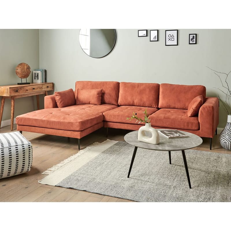 Hjørnesofa Flam - Orange, sort/Højrevendt/Fløjl - Møbler - Sofaer - Hjørnesofa