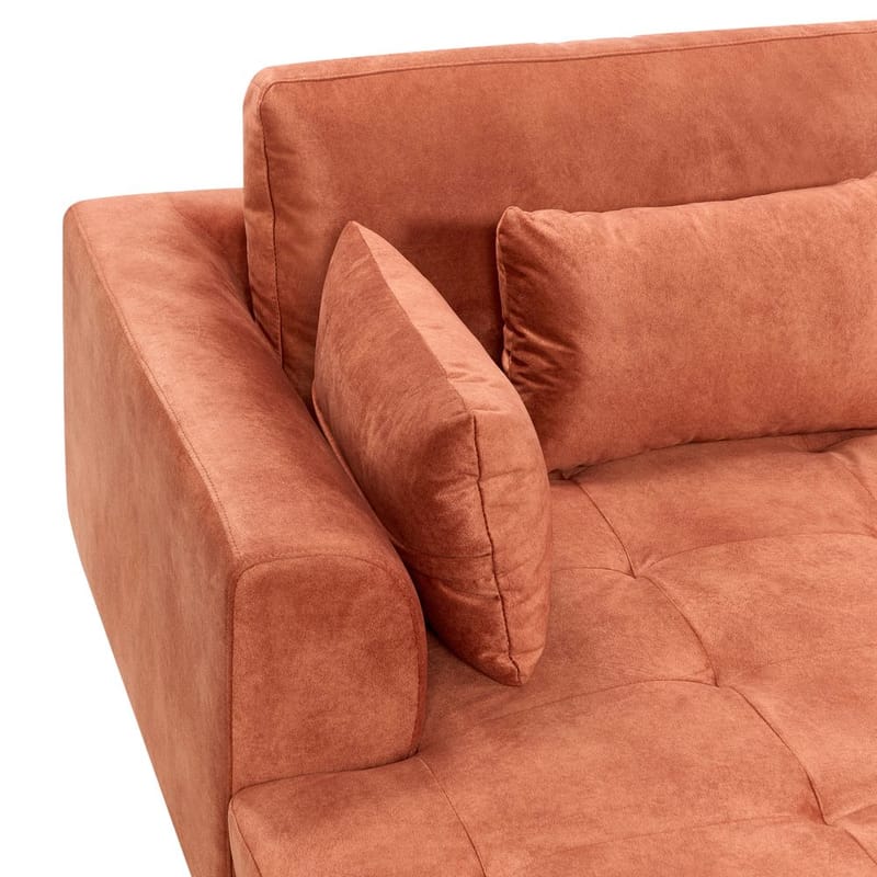 Hjørnesofa Flam - Orange, sort/Højrevendt/Fløjl - Møbler - Sofaer - Hjørnesofa