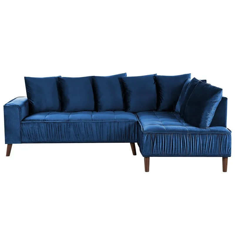 Hjørnesofa Grena, Blåt, Mørkt Træ