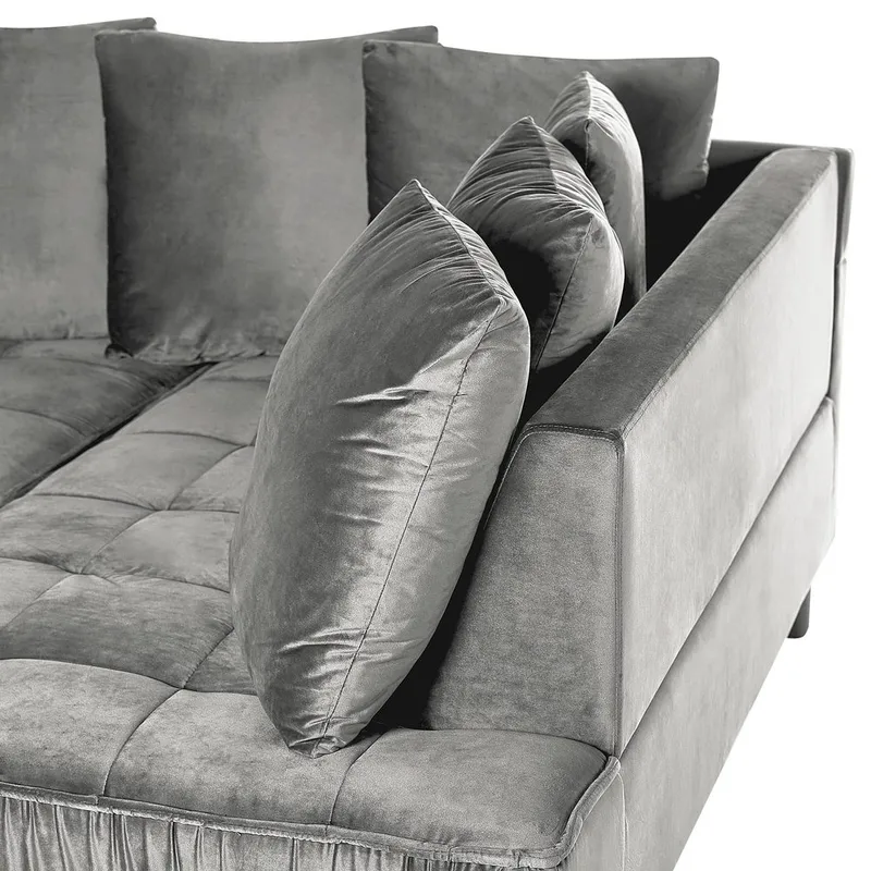 Hjørnesofa Grena - Grå, mørkt træ - Møbler - Sofaer - Hjørnesofa