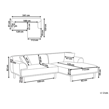 Hjørnesofa Holt - Grå, brun/polyester - Møbler - Sofaer - Sofa med chaiselong