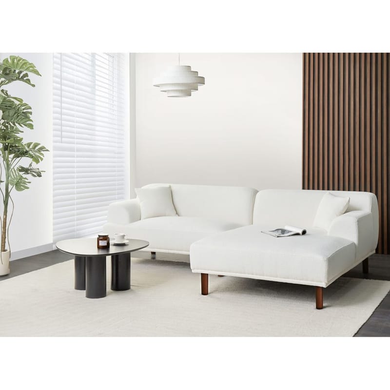 Hjørnesofa Holt - Hvid, brun/Bouclé - Møbler - Sofaer - Hjørnesofa - Hjørnesofa med chaiselong