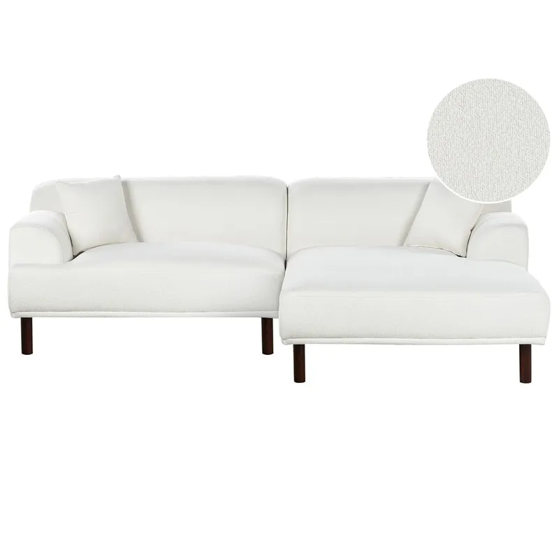 Hjørnesofa Holt - Hvid, brun/Bouclé - Møbler - Sofaer - Hjørnesofa - Hjørnesofa med chaiselong