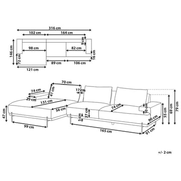 Hjørnesofa Mariferd - Beige, sort, mørkt træ/Højrevendt - Møbler - Sofaer - Sofa med chaiselong