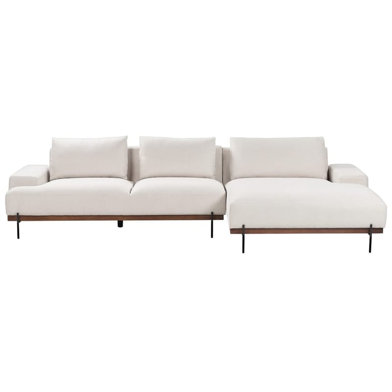 Hjørnesofa Mariferd, Beige, sort, mørkt træ/Venstrevendt