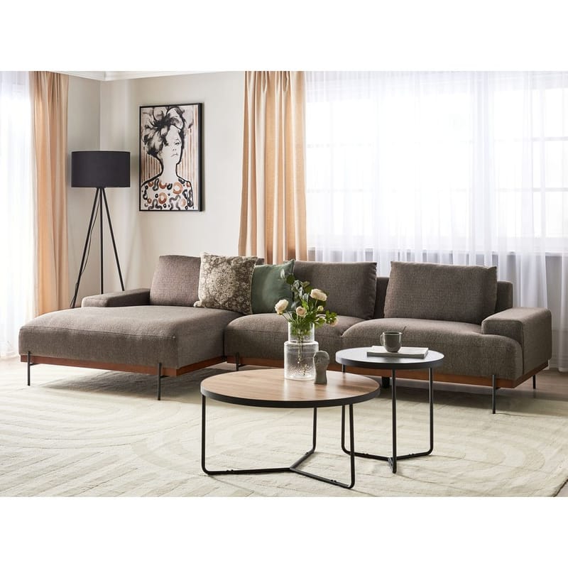 Hjørnesofa Mariferd - Brun, sort, mørkt træ/Højrevendt - Møbler - Sofaer - Hjørnesofa