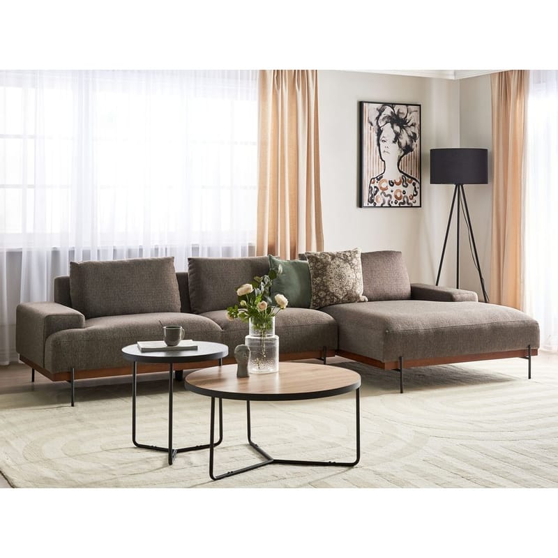 Hjørnesofa Mariferd - Brun, sort, mørkt træ/Venstrevendt - Møbler - Sofaer - Hjørnesofa