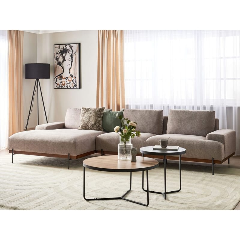 Hjørnesofa Mariferd - Lys brun, sort, mørkt træ/Højrevendt - Møbler - Sofaer - Hjørnesofa - Hjørnesofa med chaiselong