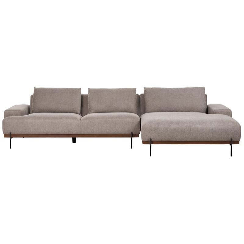 Hjørnesofa Mariferd, Lys brun, sort, mørkt træ/Venstrevendt
